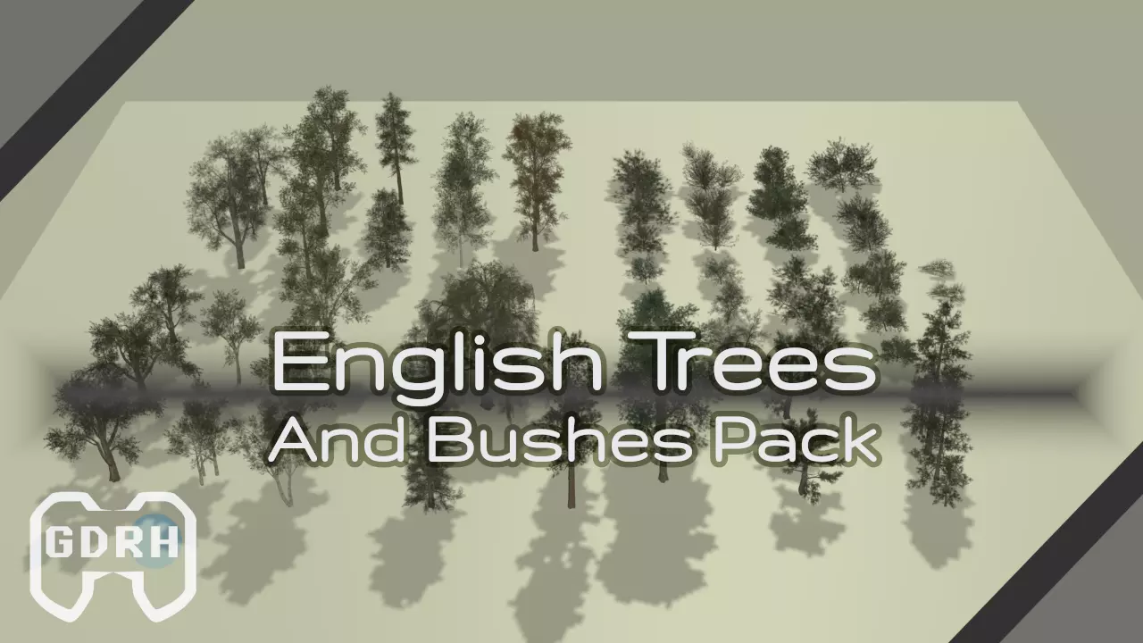 English Trees and Bushes Pack Low-poly 3D model_0