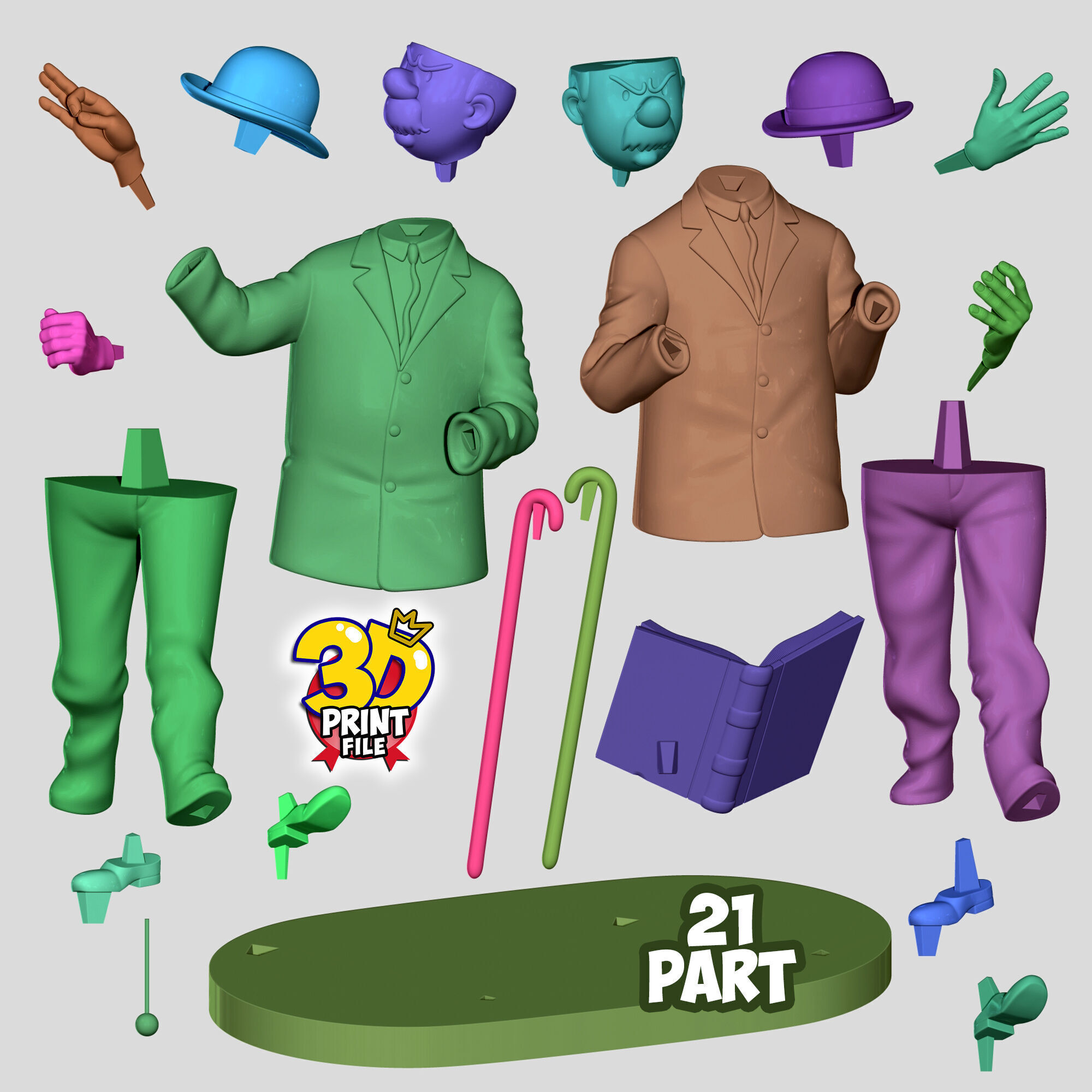 The Dupont Brothers 3D printable statue 3D print model_1