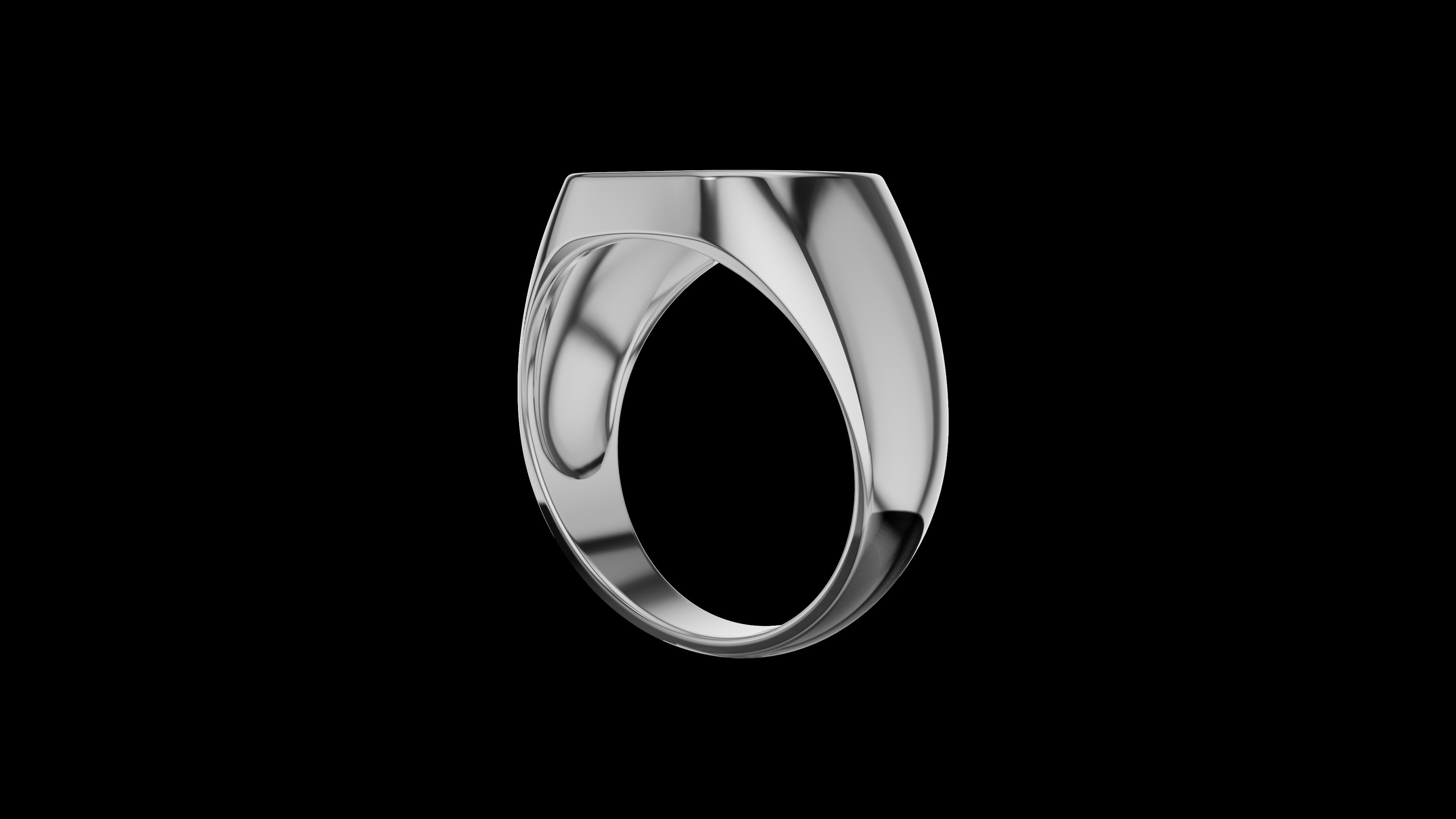 Man Signet Ring with Cabochon 3D print model_10