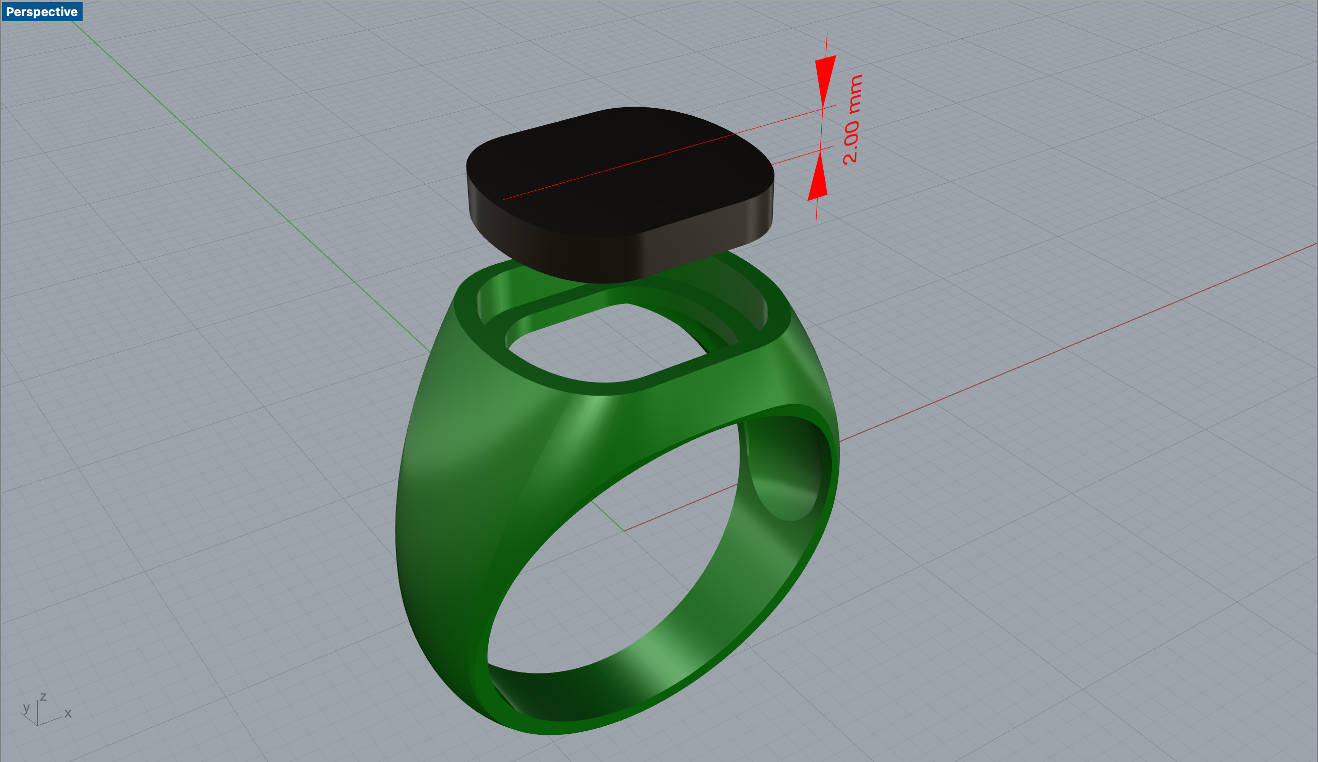 Man Signet Ring with Cabochon 3D print model_16