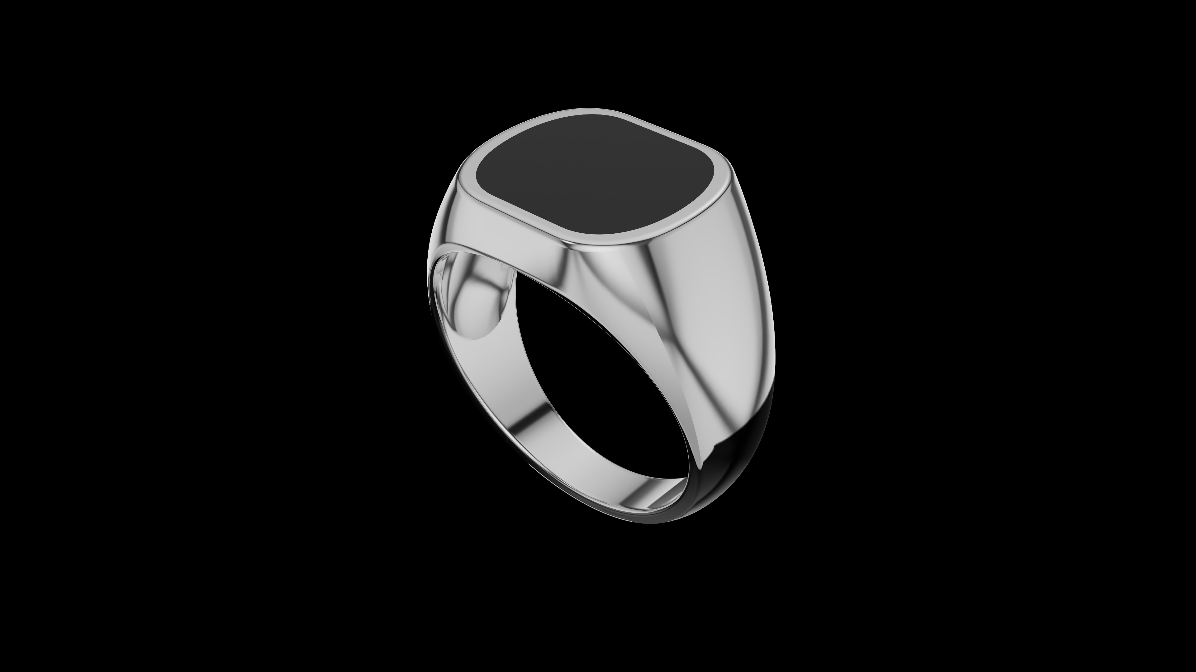 Man Signet Ring with Cabochon 3D print model_6