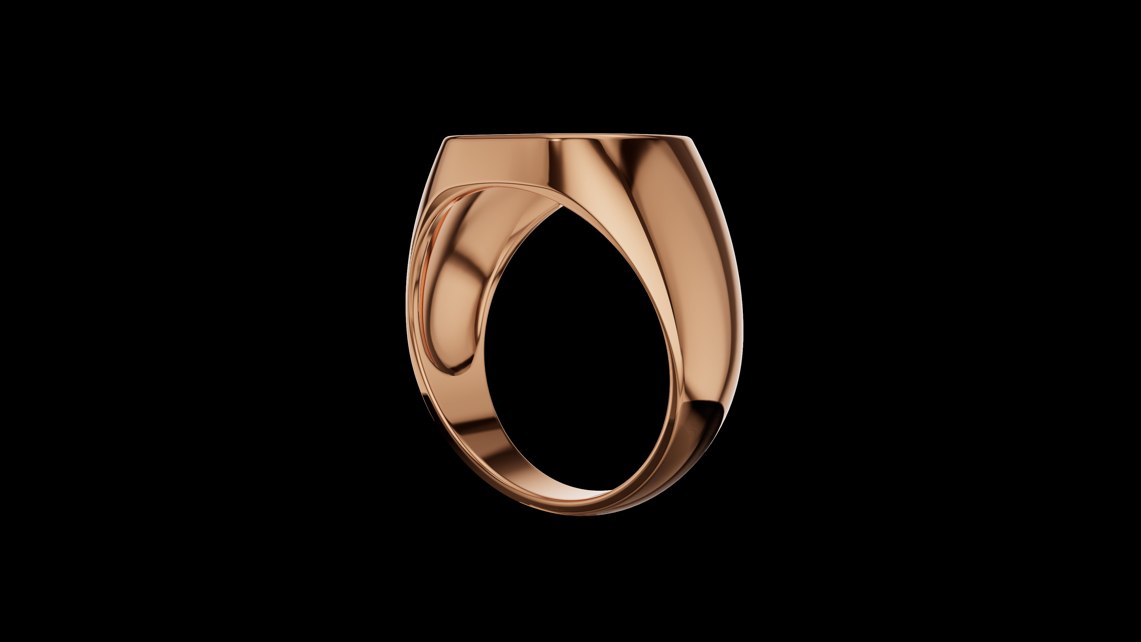 Man Signet Ring with Cabochon 3D print model_4