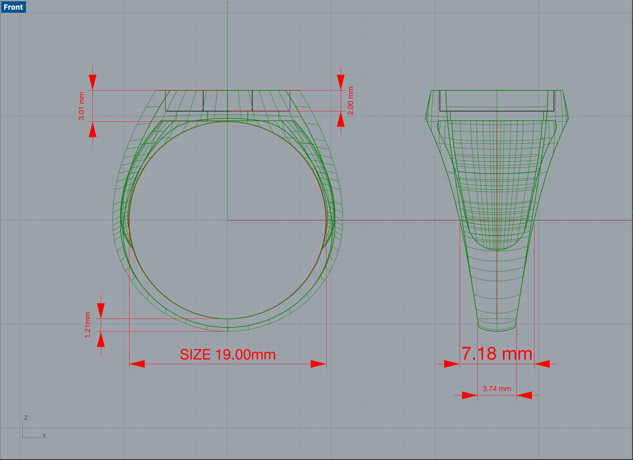 Man Signet Ring with Cabochon 3D print model_14