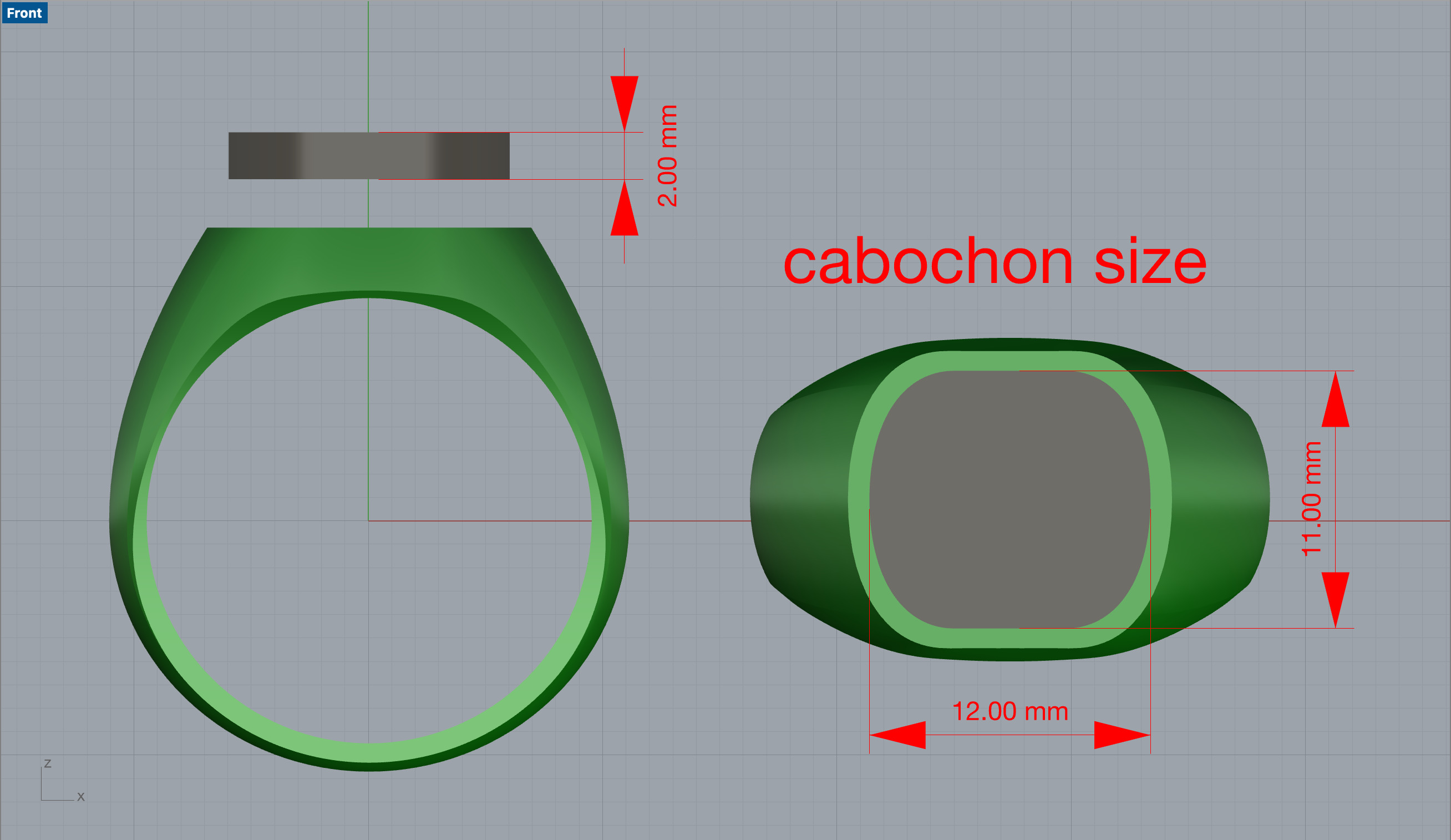 Man Signet Ring with Cabochon 3D print model_15