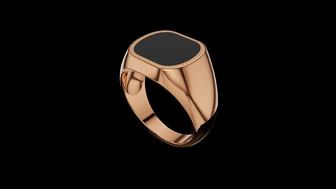 Man Signet Ring with Cabochon 3D print model