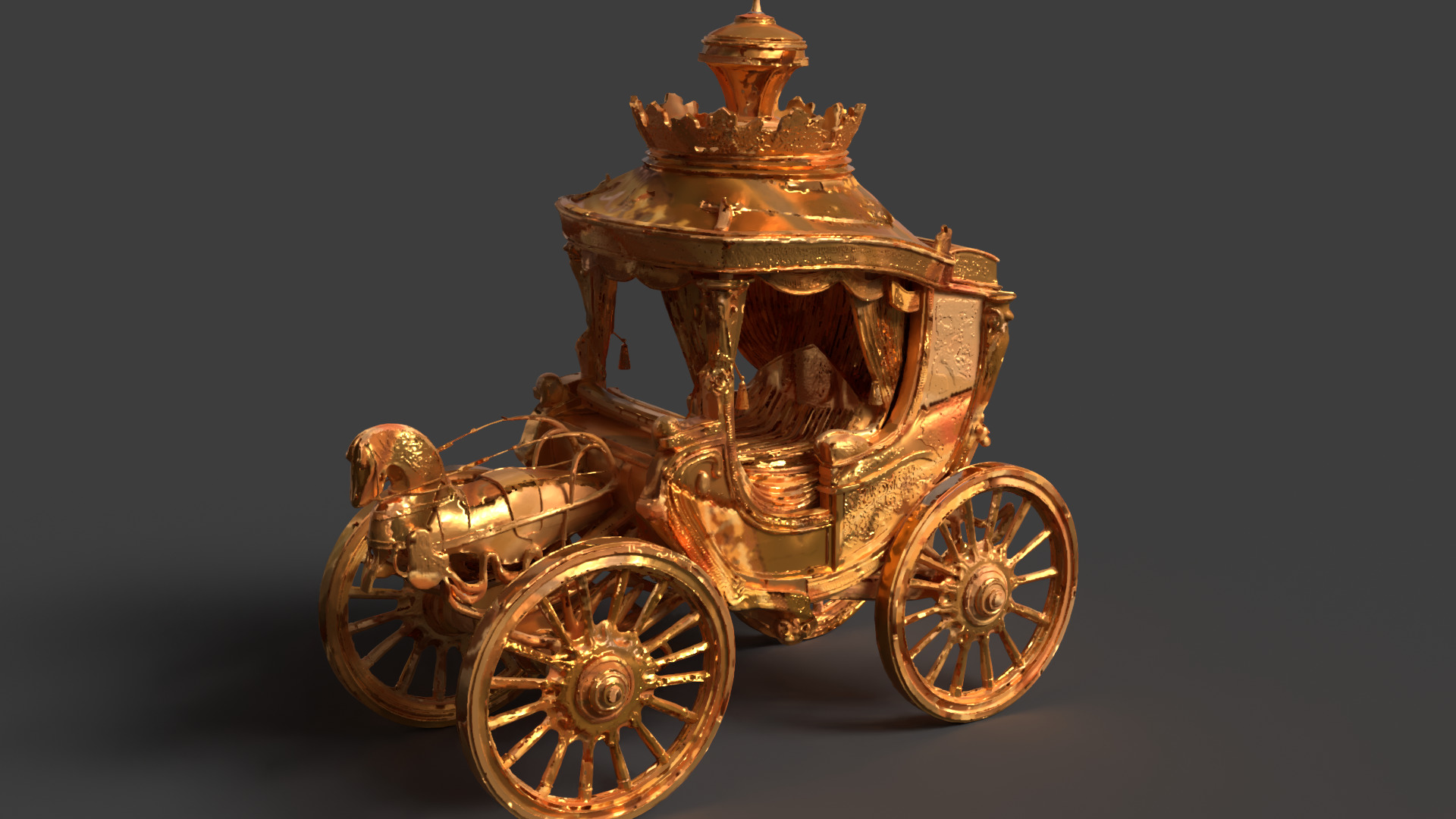 Chinese ancient golden  carriage   3D model_3