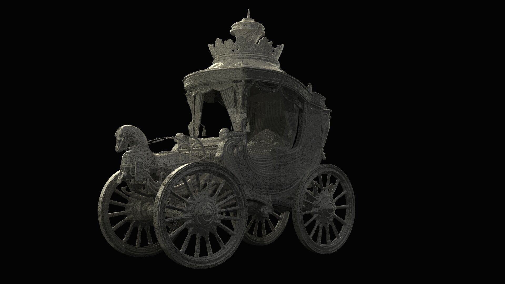 Chinese ancient golden  carriage   3D model_8