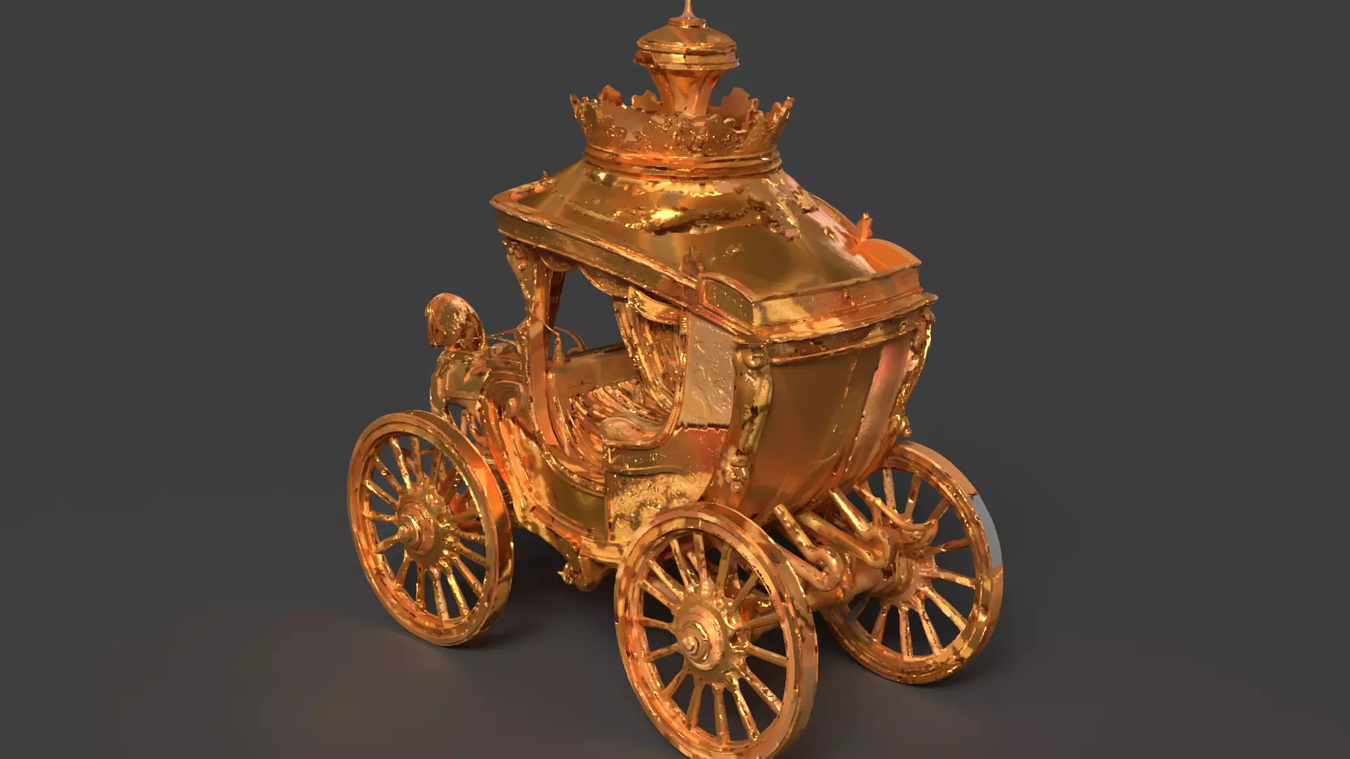 Chinese ancient golden  carriage   3D model_0