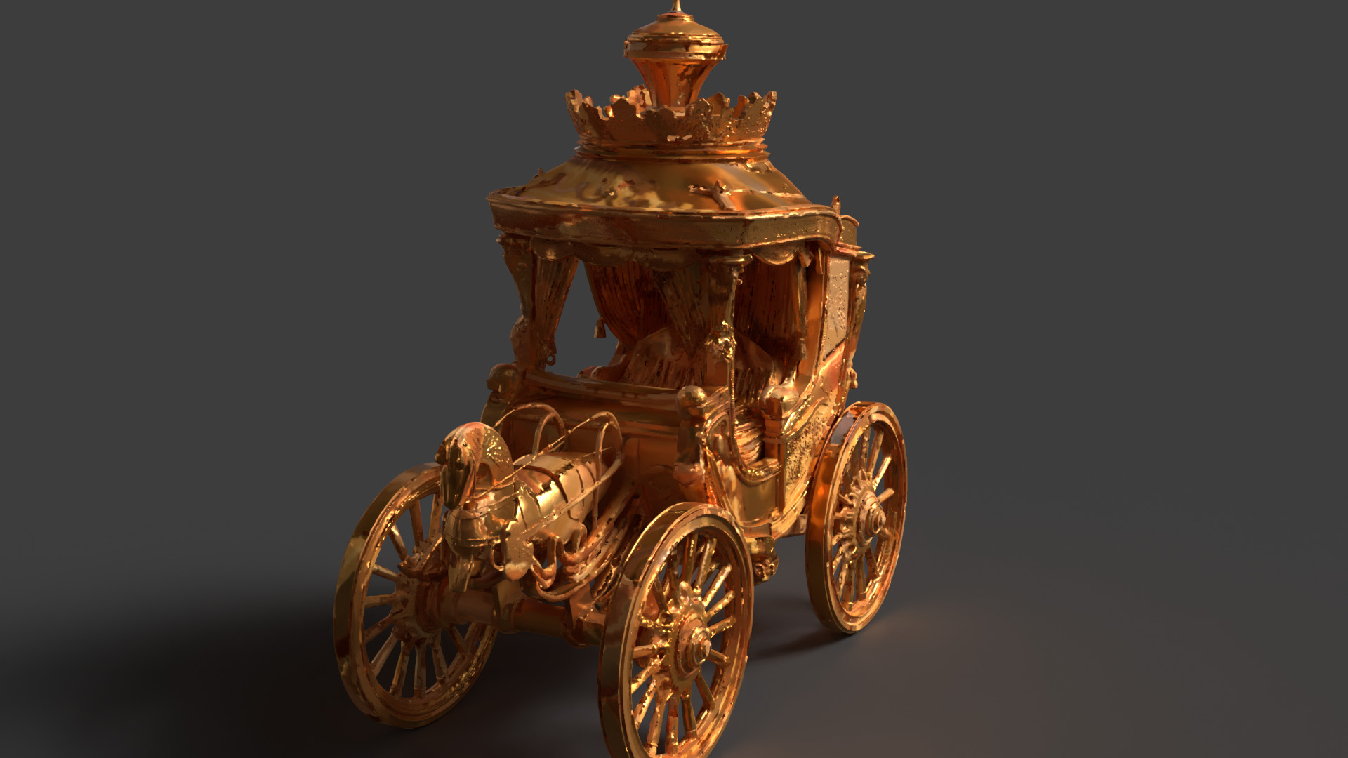 Chinese ancient golden  carriage   3D model_4