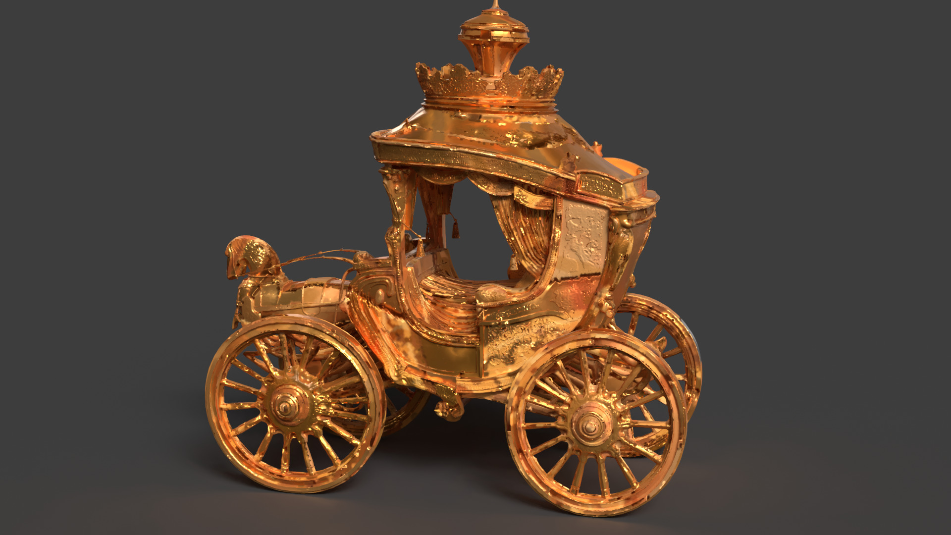 Chinese ancient golden  carriage   3D model_2