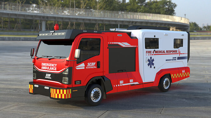 Emergency Response Firefighting and Medical Rescue Trucks 3D model