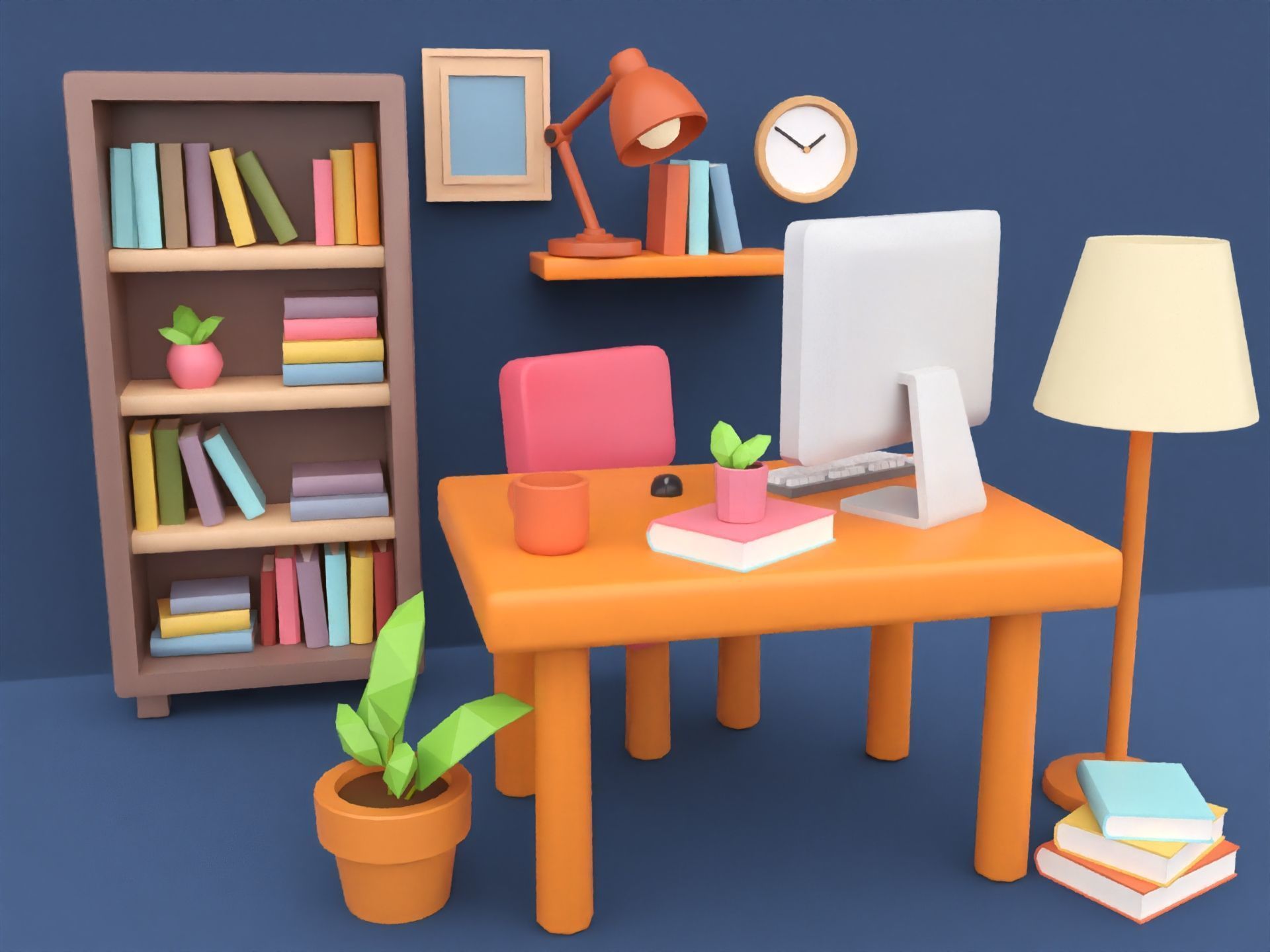 Cute Low Poly Room Props Collection Low-poly 3D model_3