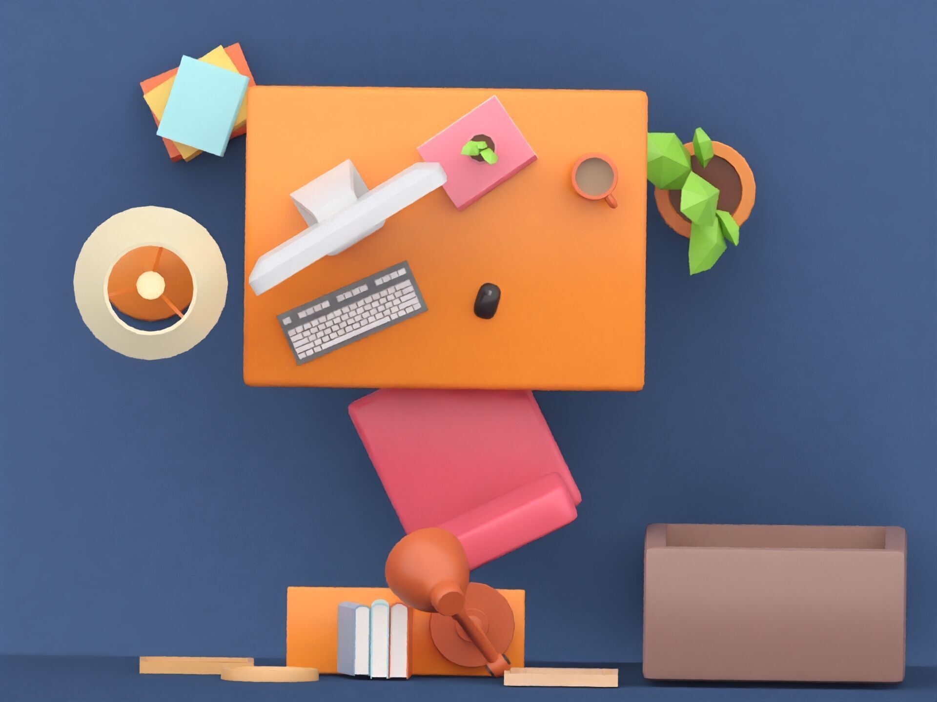 Cute Low Poly Room Props Collection Low-poly 3D model_4