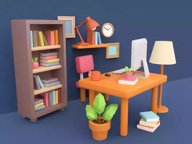 Cute Low Poly Room Props Collection Low-poly 3D model Cute Low Poly Room Props Collection Low-poly 3D model