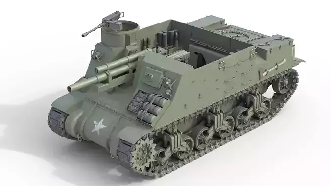 M7 Priest Howitzer  Low-poly 3D model