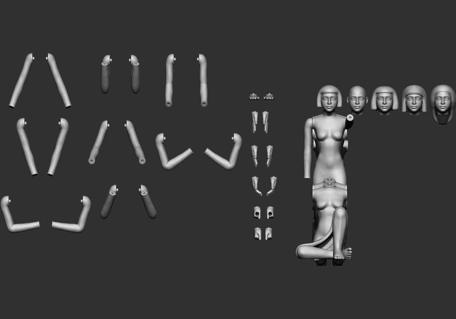 Ancient Egyptian Female Workers Miniature 3D Printable Model V2 3D print model_3