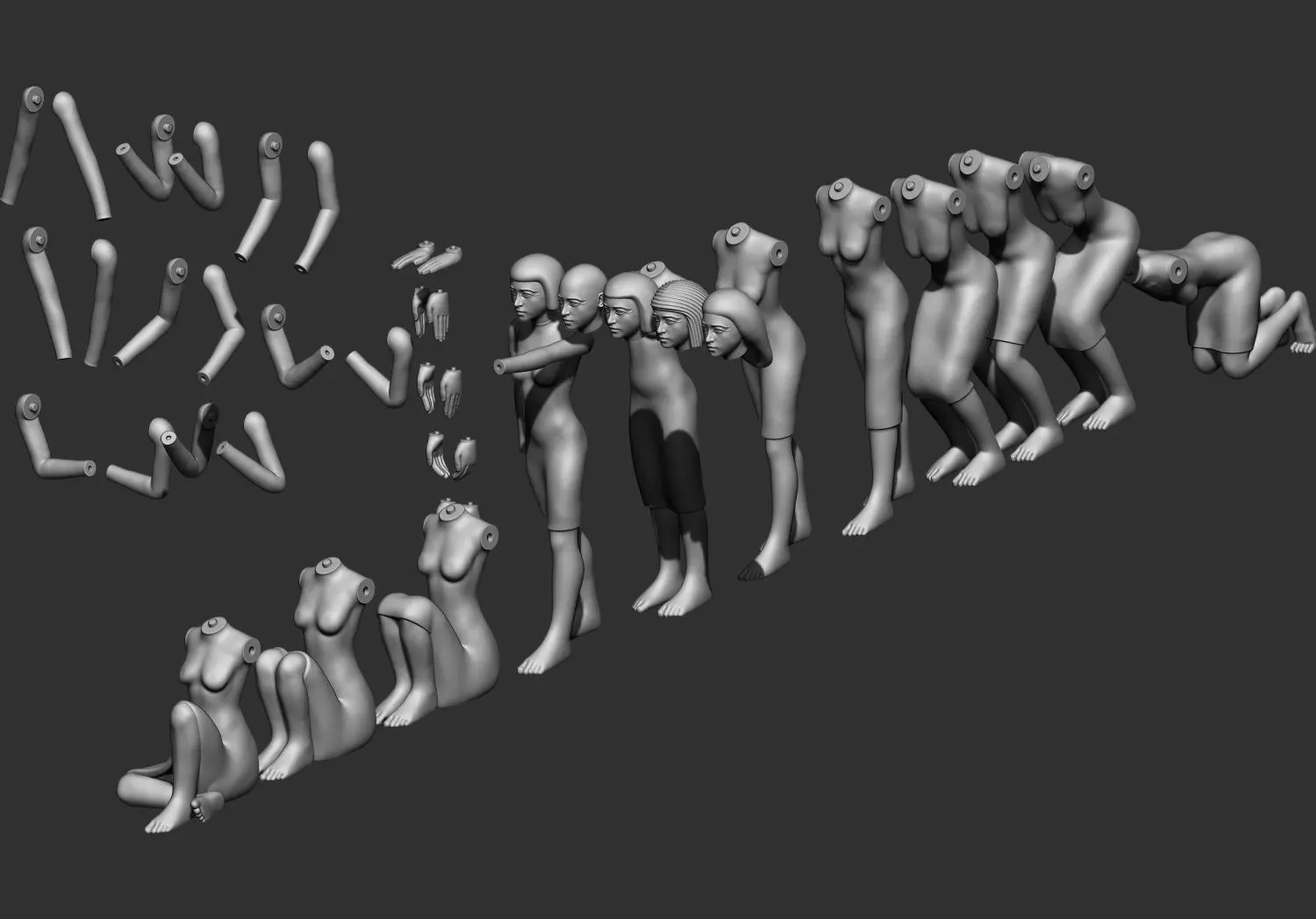 Ancient Egyptian Female Workers Miniature 3D Printable Model V2 3D print model_0