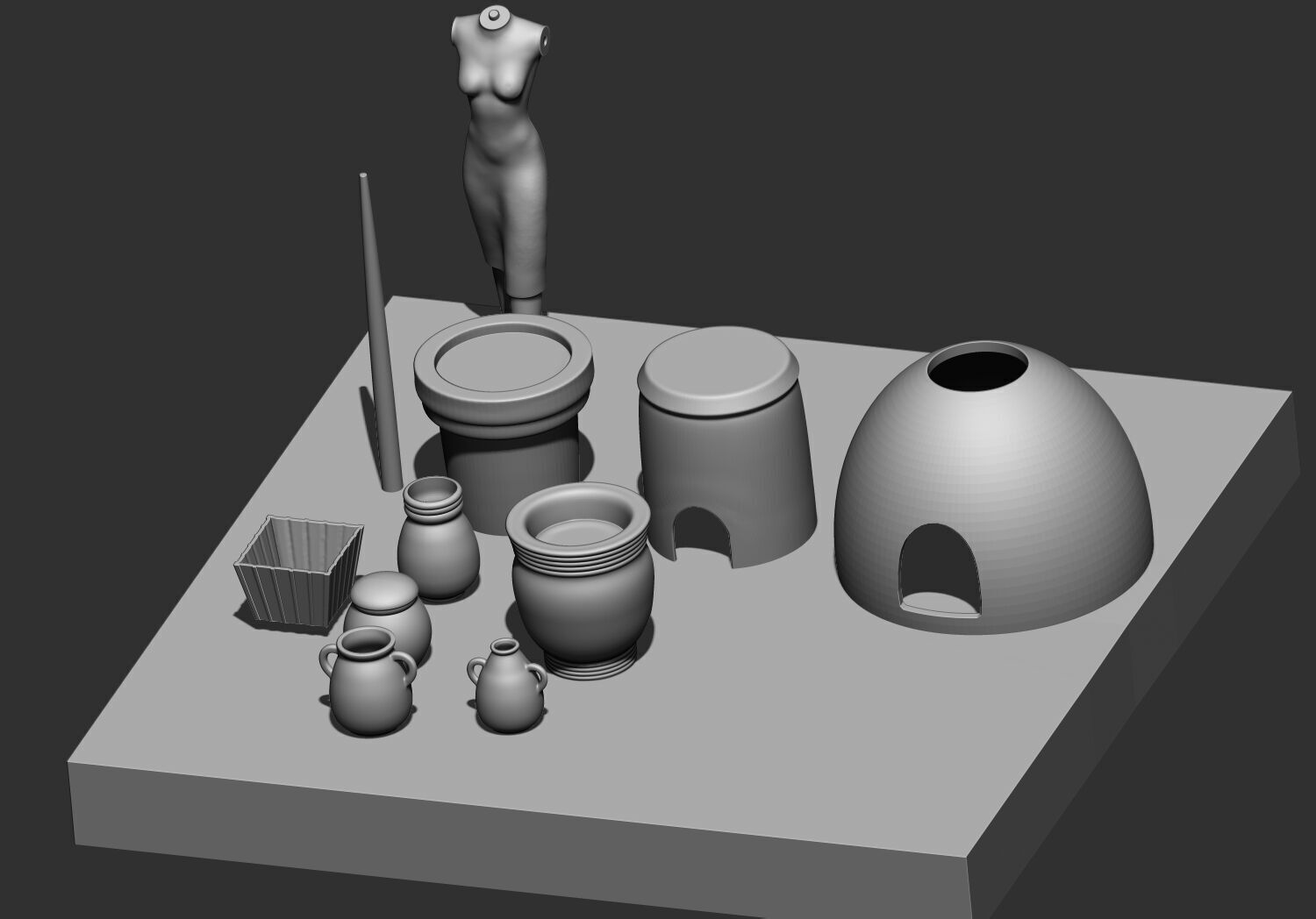 Ancient Egyptian Female Workers Miniature 3D Printable Model V2 3D print model_8