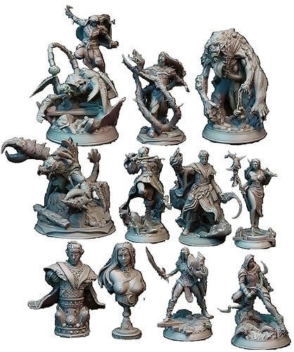 Pack Miniature RPG Drow of the deep dnd Tabletop PathFinder 3D print model