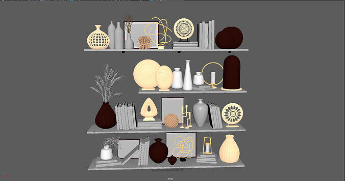 Decorative Wardrobe Set 3D Model  Game Ready   UV Mapped Low-poly 3D model