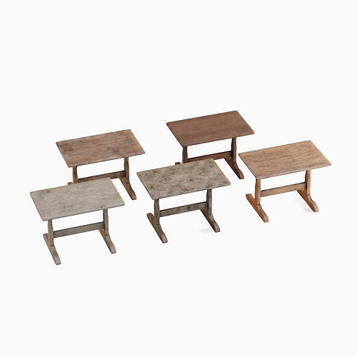 Wooden Dining Table Set 3D model