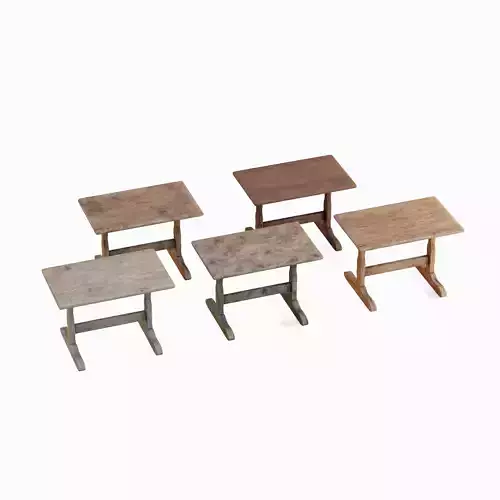 Wooden Dining Table Set 3D model
