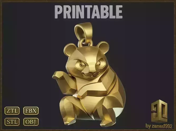 Stylized Panda Jewelry Pendant