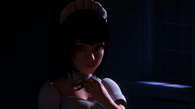 Maid 3D Girl - MidPoly Low-poly 3D model