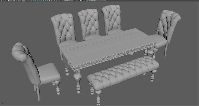 Dining Table and Chair Set 3D Model Game Ready UV Mapped Low-poly 3D model
