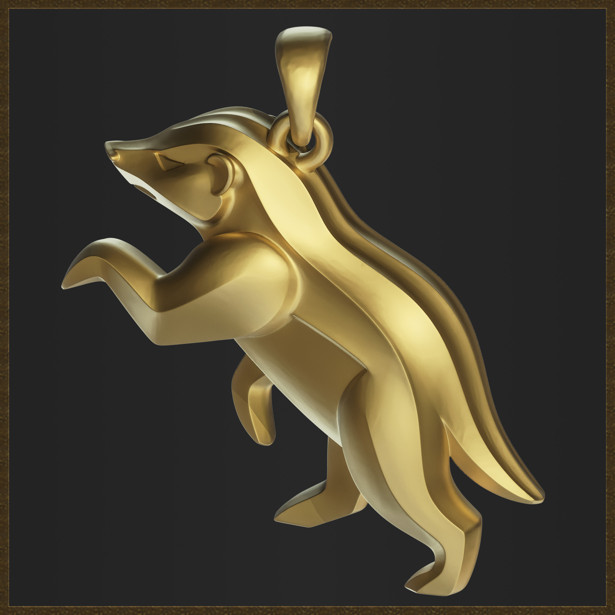 Honey Badger Minimalist Pendant 3D print model_6