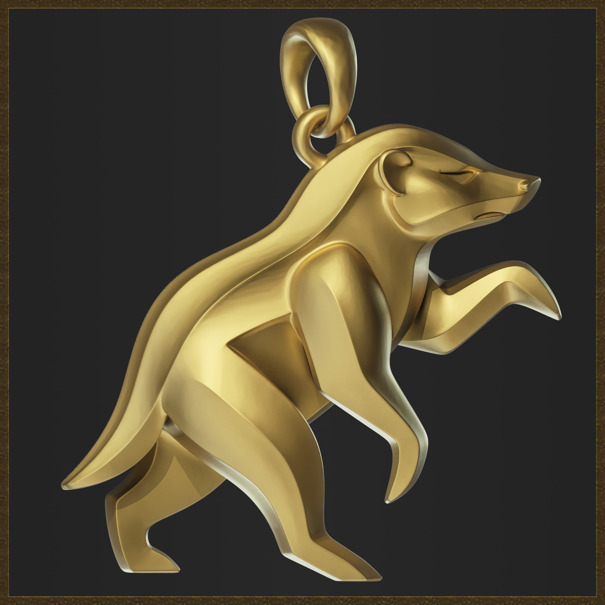 Honey Badger Minimalist Pendant 3D print model_1