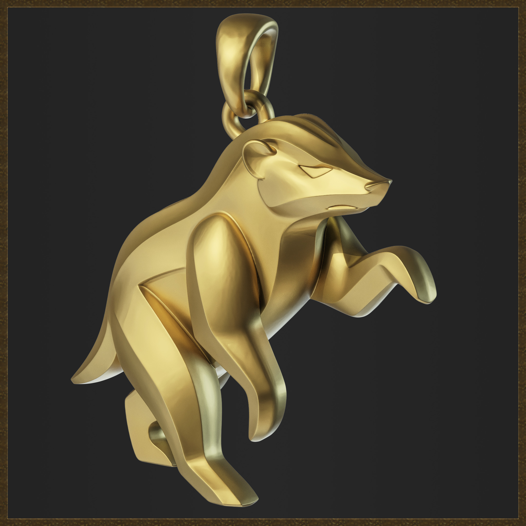 Honey Badger Minimalist Pendant 3D print model_3