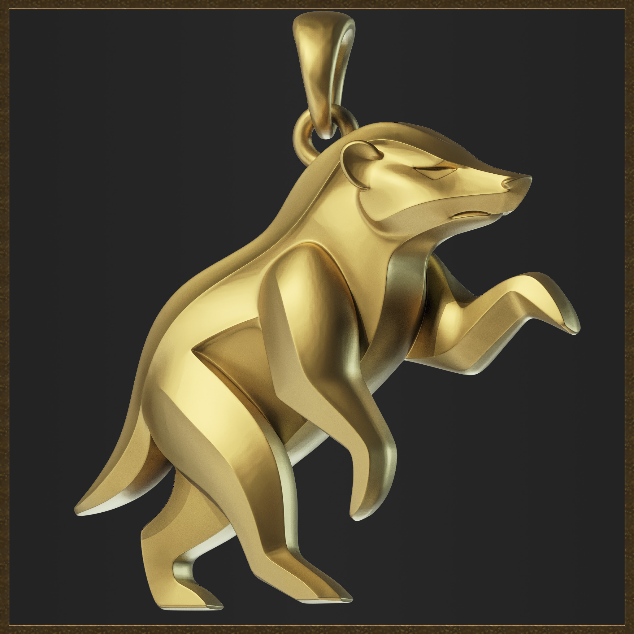 Honey Badger Minimalist Pendant 3D print model_2