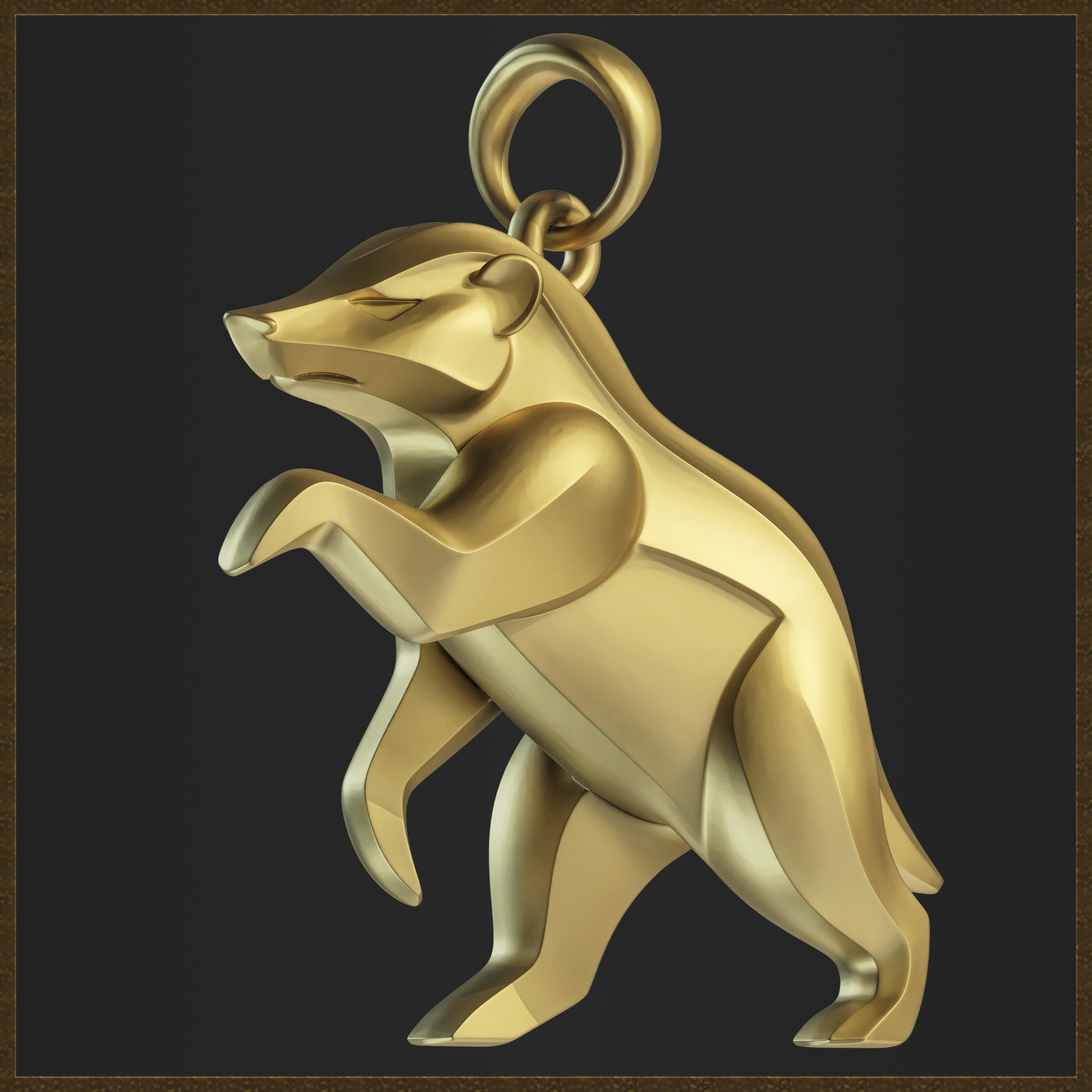 Honey Badger Minimalist Pendant 3D print model_4