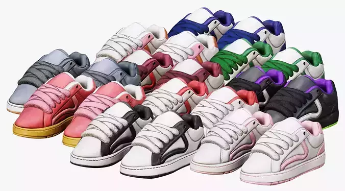 Skater Shoes Pack Y2K Low-poly 3D model
