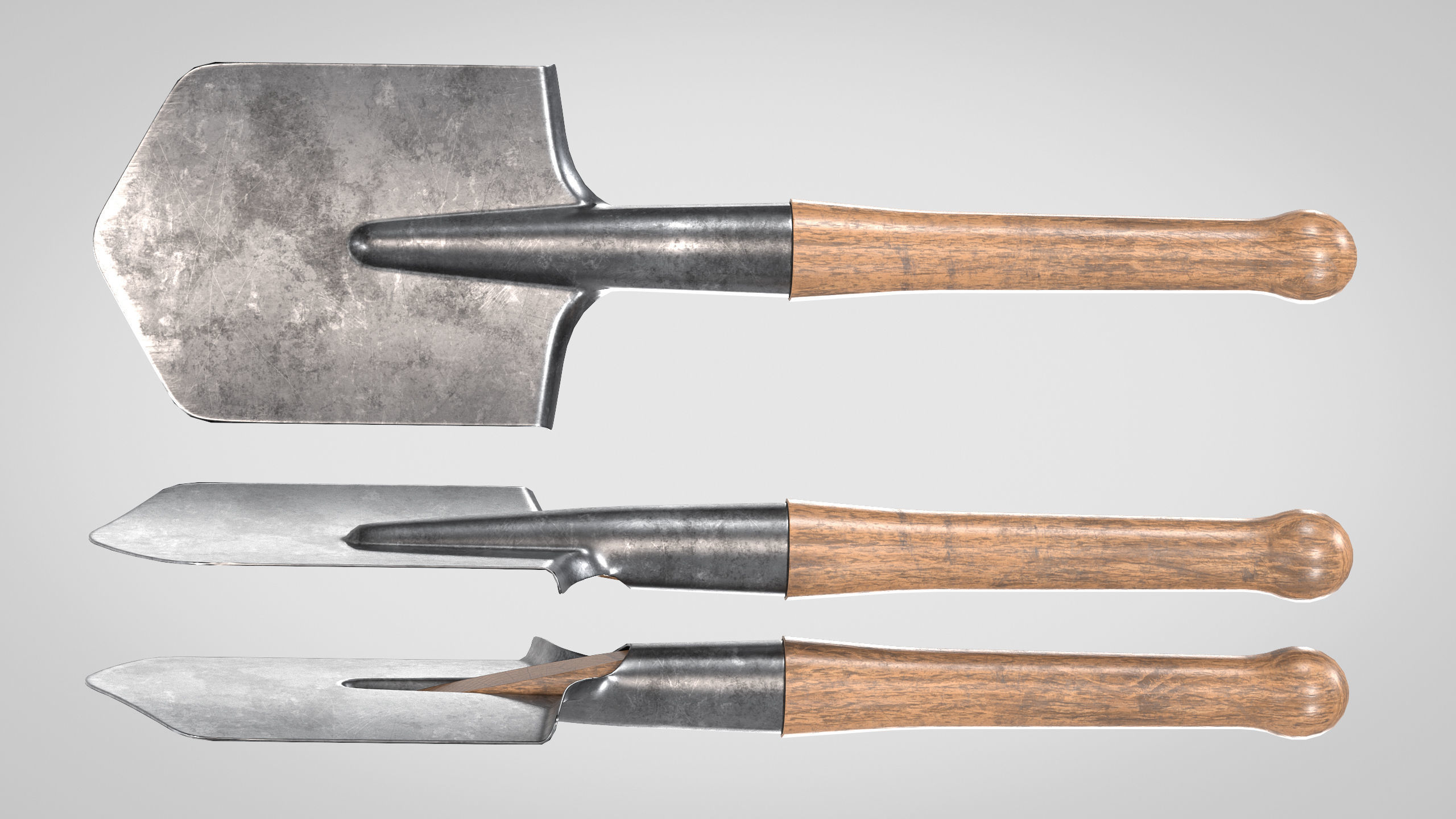 Field Shovel Low-poly 3D model_6