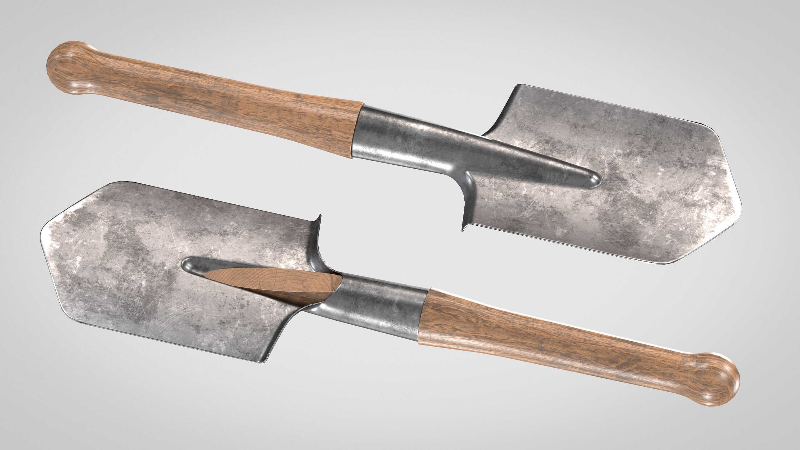 Field Shovel Low-poly 3D model_4