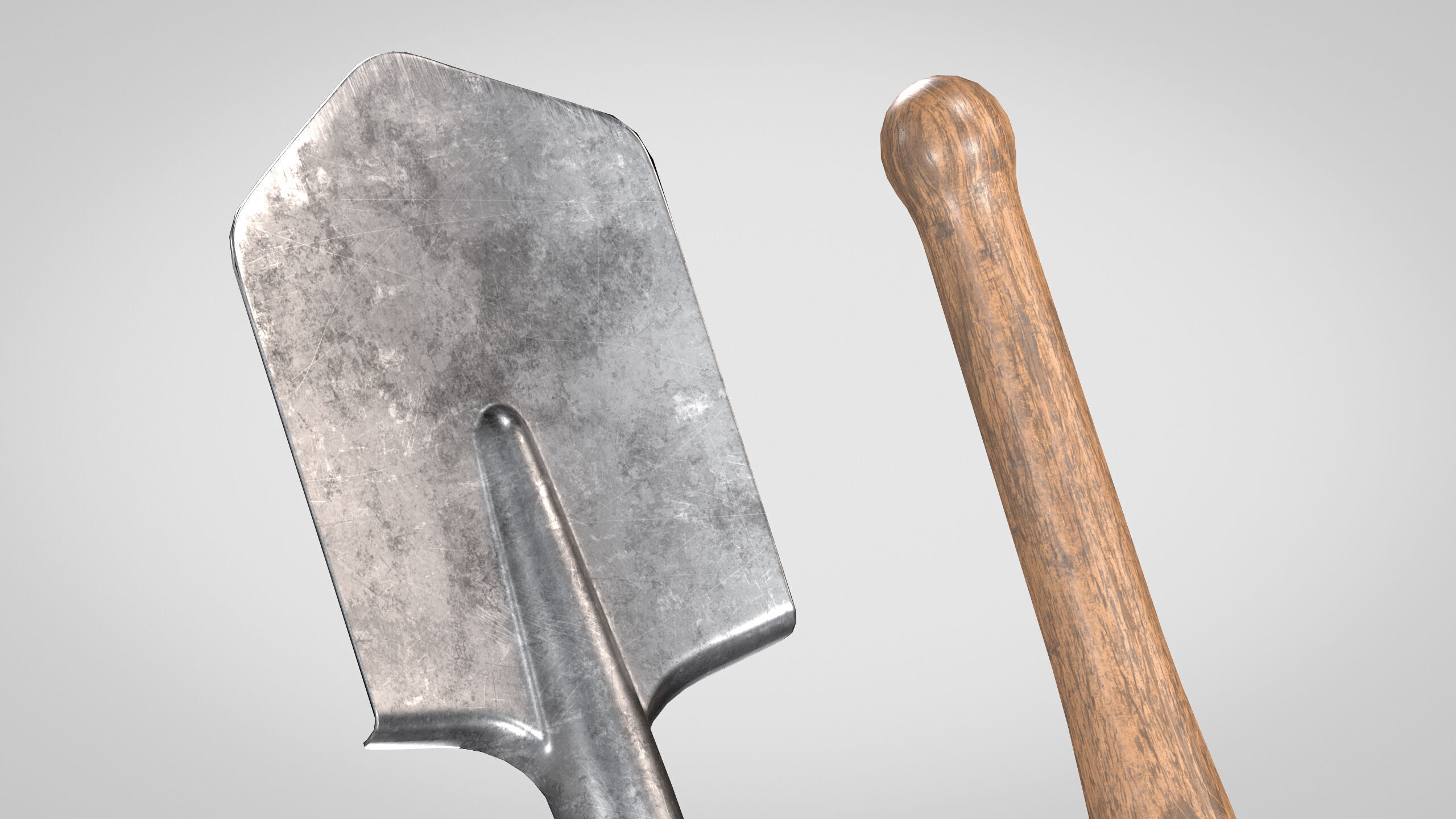 Field Shovel Low-poly 3D model_10