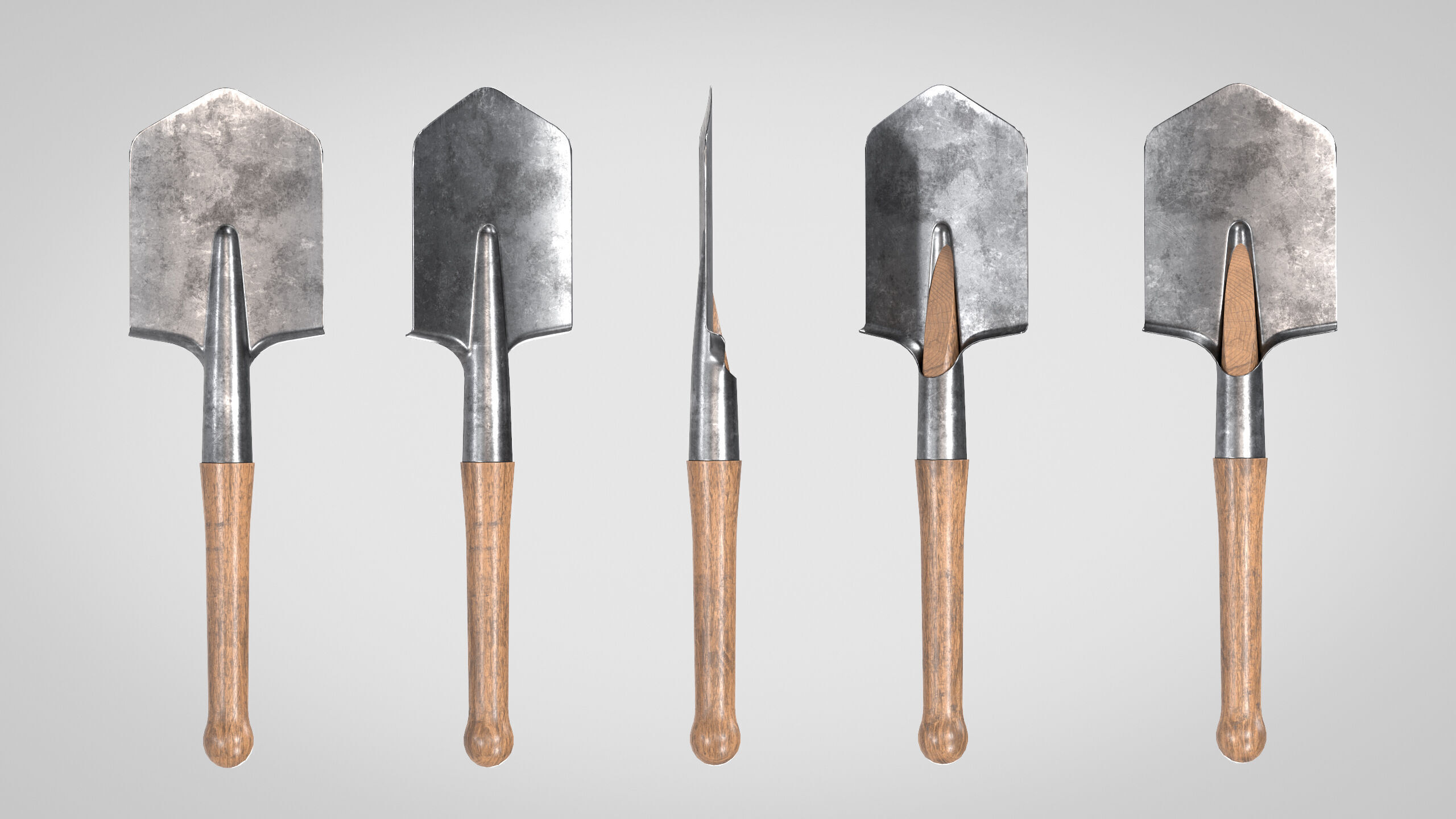 Field Shovel Low-poly 3D model_11