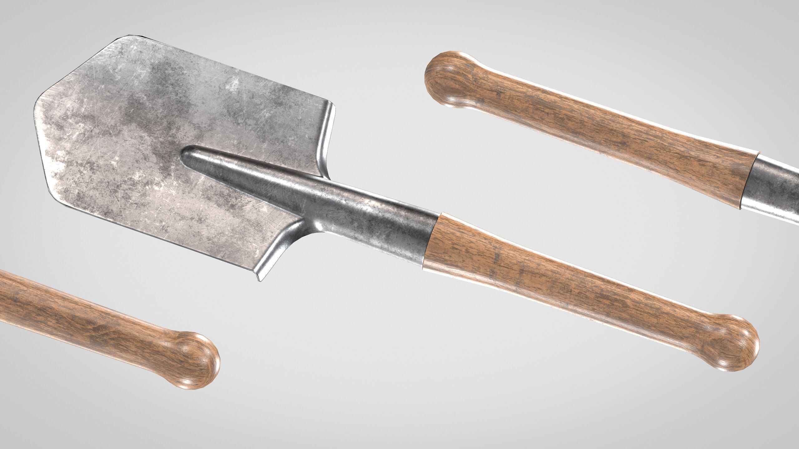 Field Shovel Low-poly 3D model_5