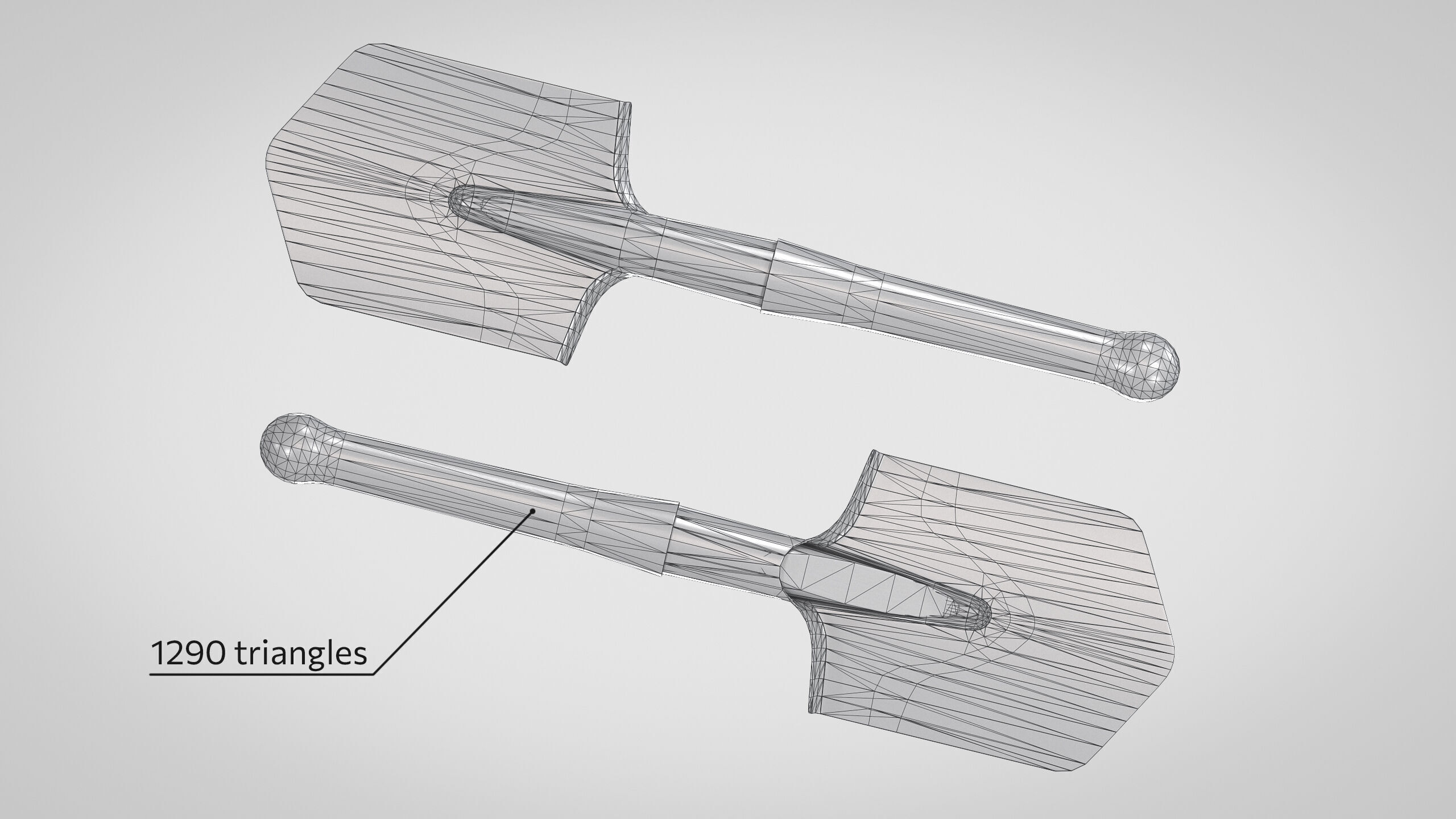 Field Shovel Low-poly 3D model_12