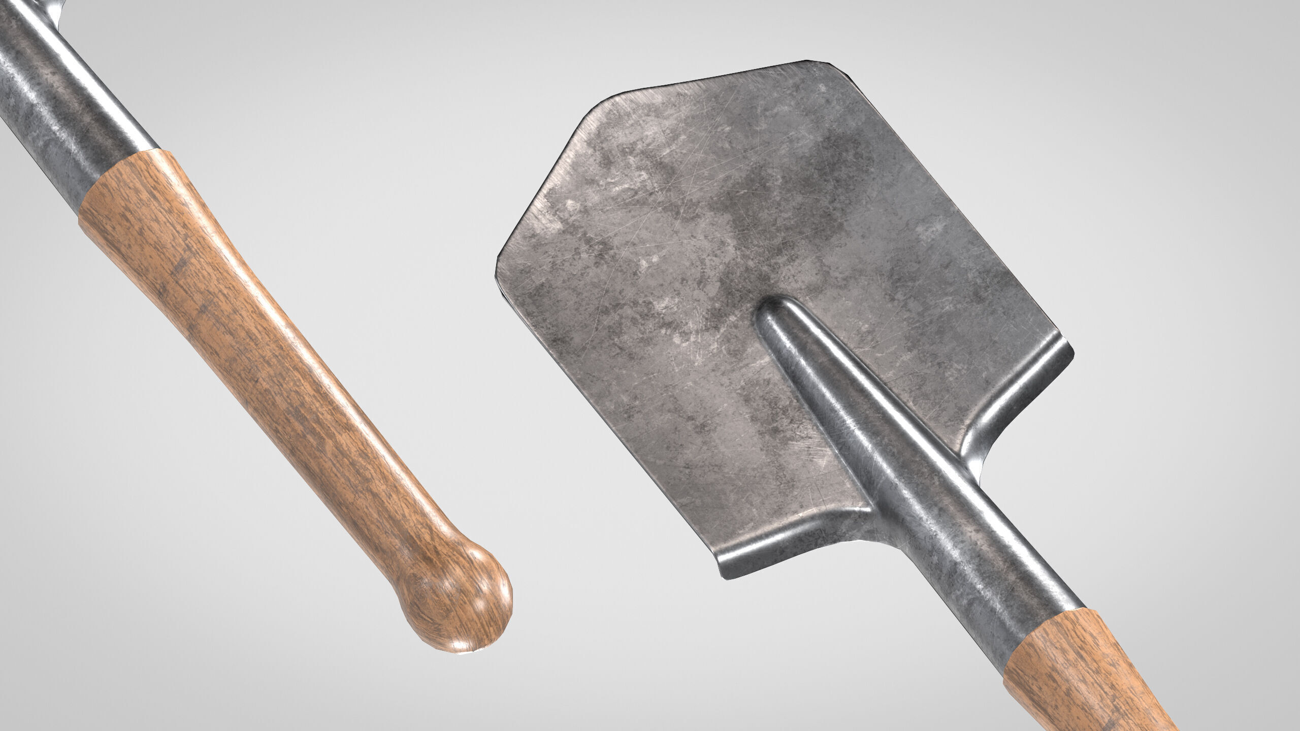 Field Shovel Low-poly 3D model_8