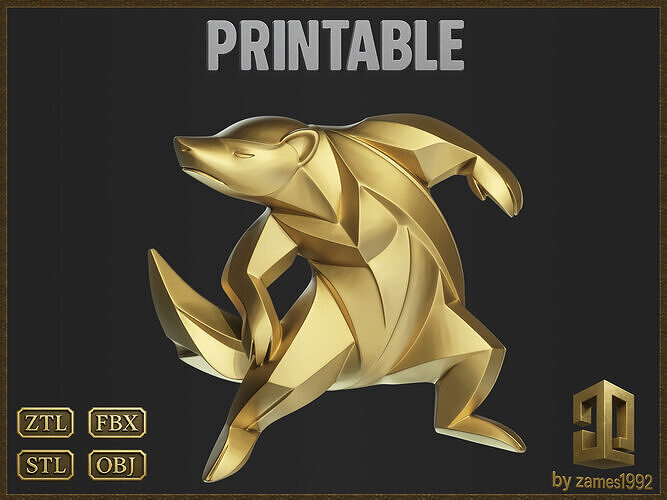 Modern Honey Badger Geometric Figure 3D print model