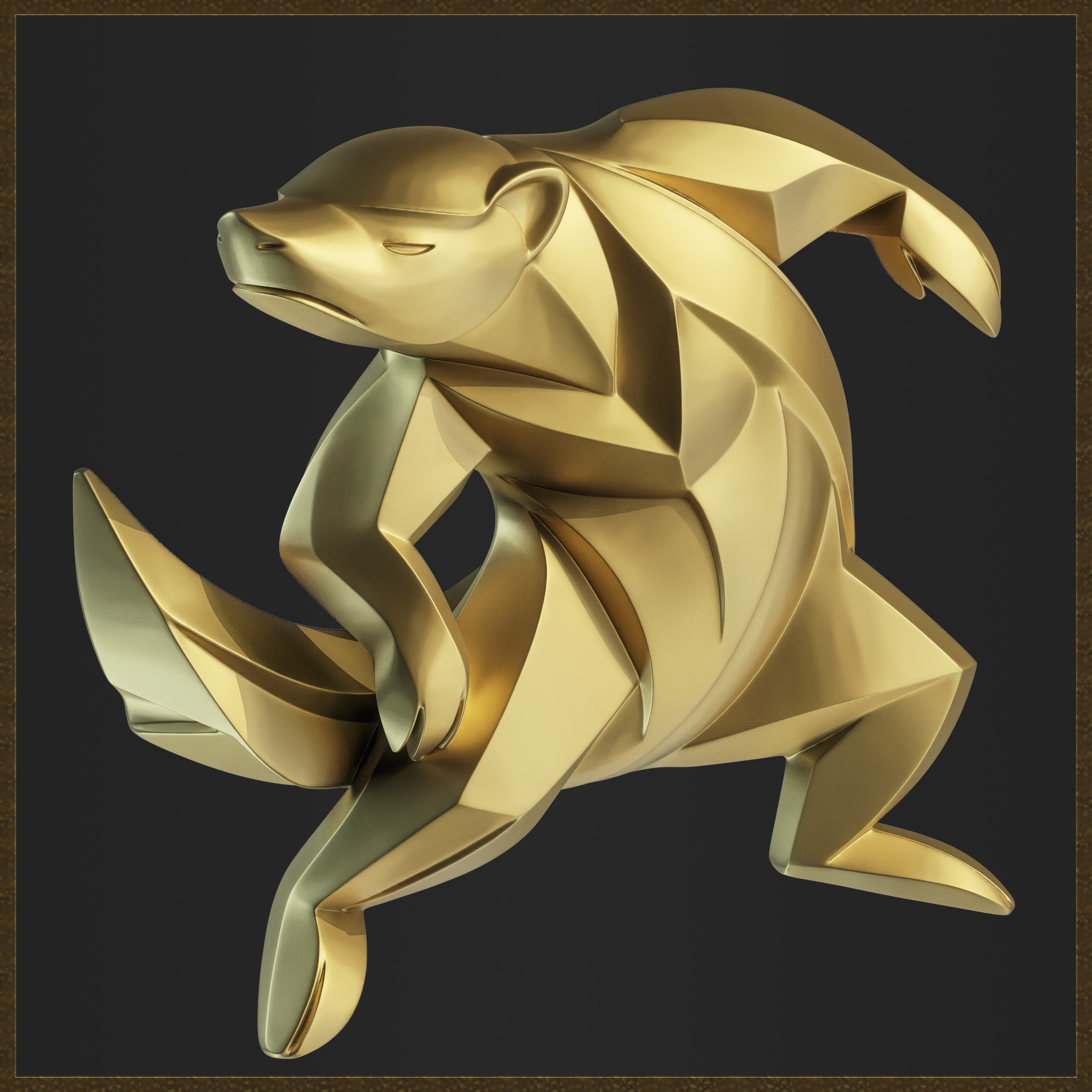 Modern Honey Badger Geometric Figure 3D print model_2