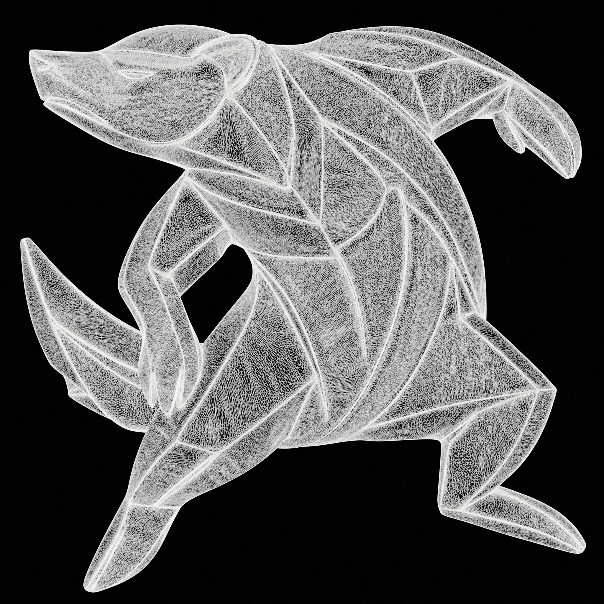 Modern Honey Badger Geometric Figure 3D print model_7