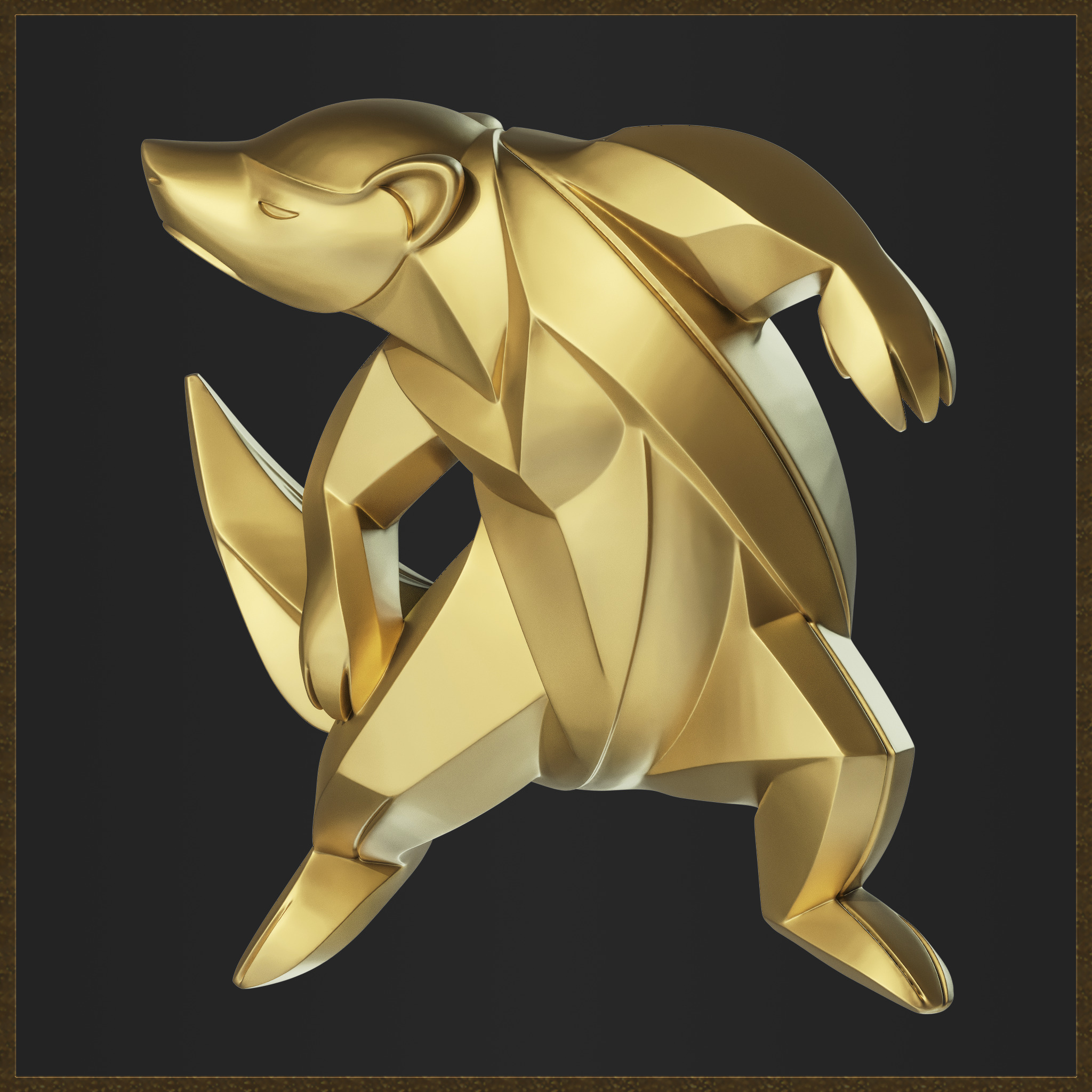 Modern Honey Badger Geometric Figure 3D print model_3