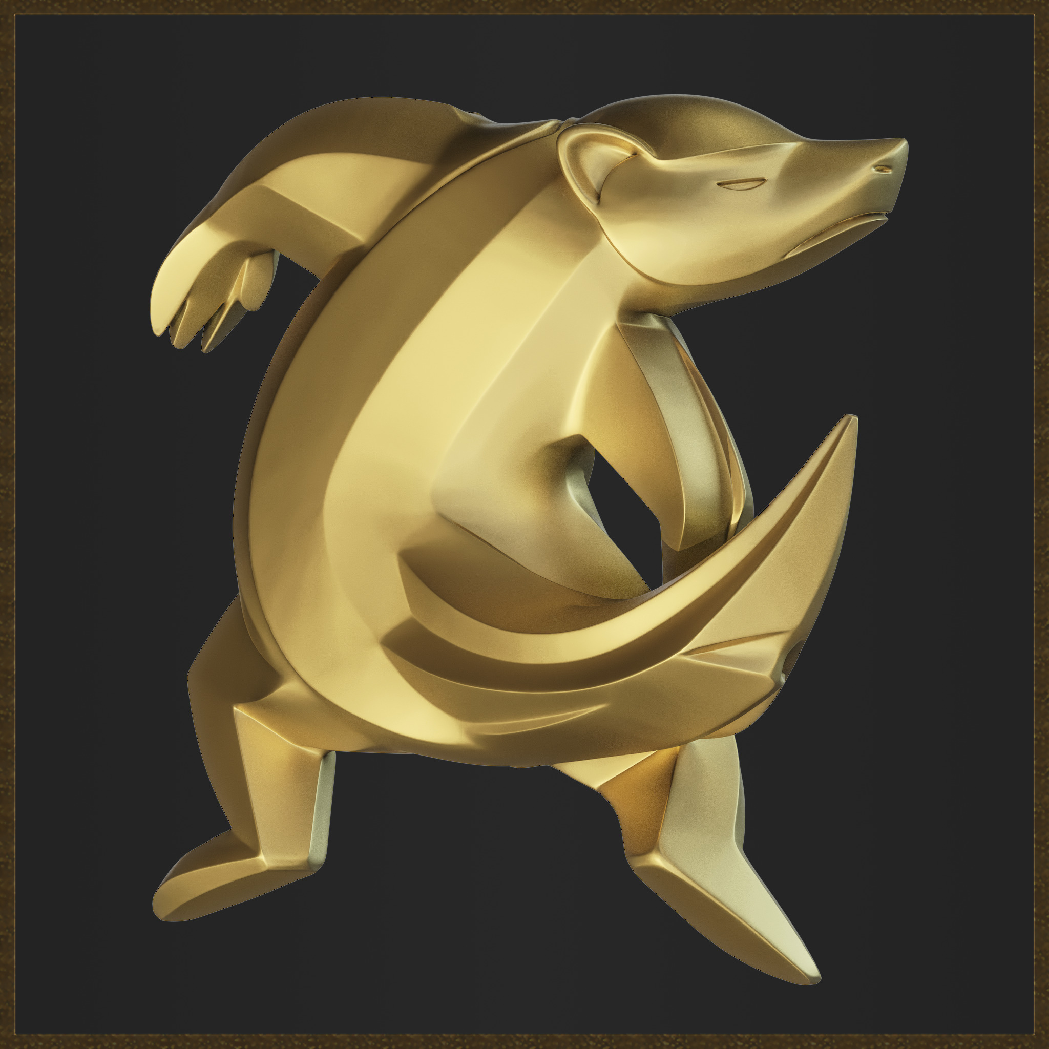 Modern Honey Badger Geometric Figure 3D print model_5