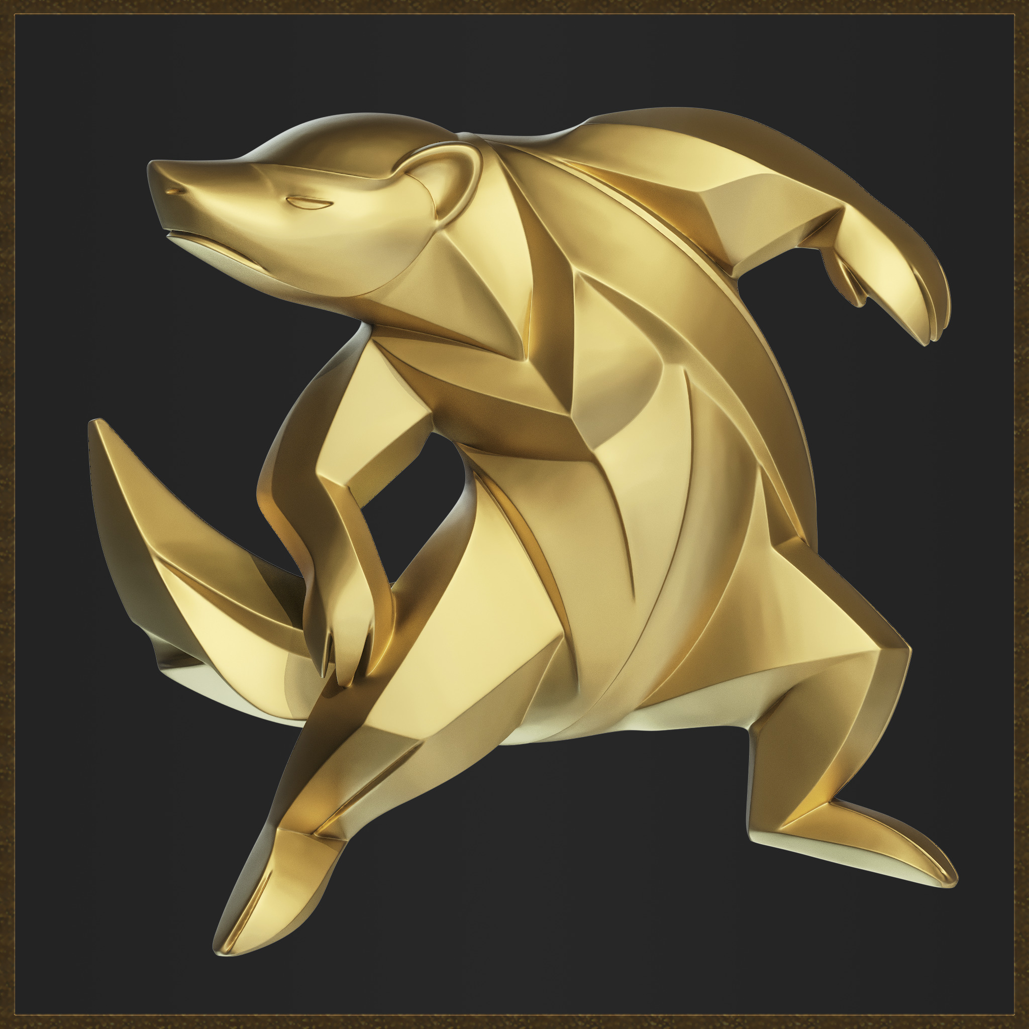 Modern Honey Badger Geometric Figure 3D print model_1