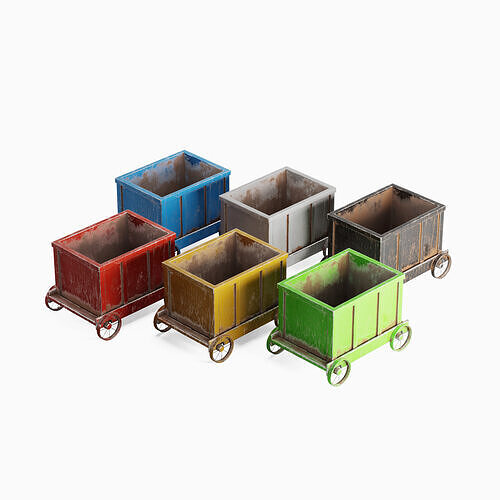 Old Mining Trolley Set 3D model