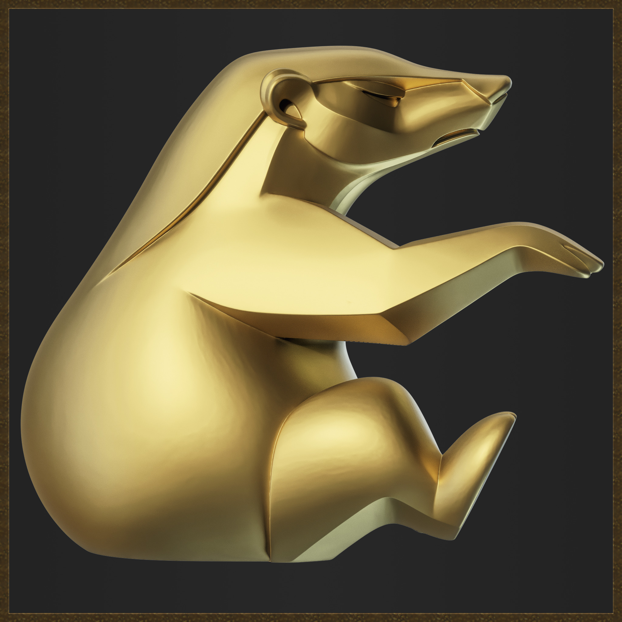 Geometric Honey Badger Figure 3D print model_5